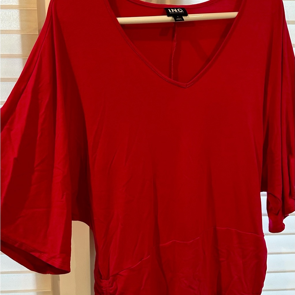 INC International Concepts Women's Red V-Neck Top